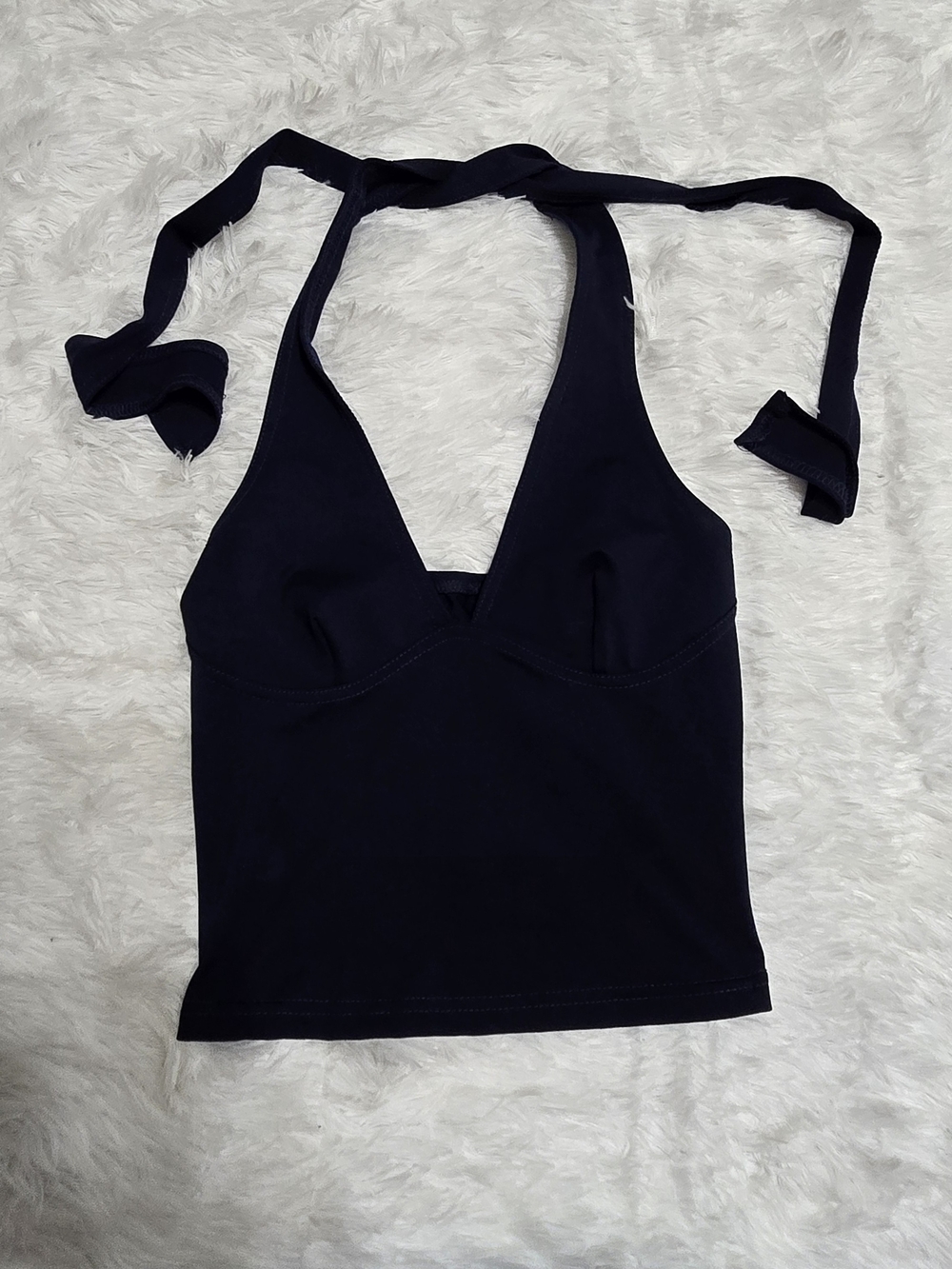 SHEIN Dark Navy Halter Crop Tank